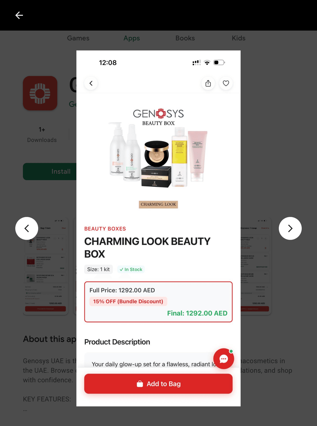 GENOSYS Android App - Product detail with pricing and Add to Bag