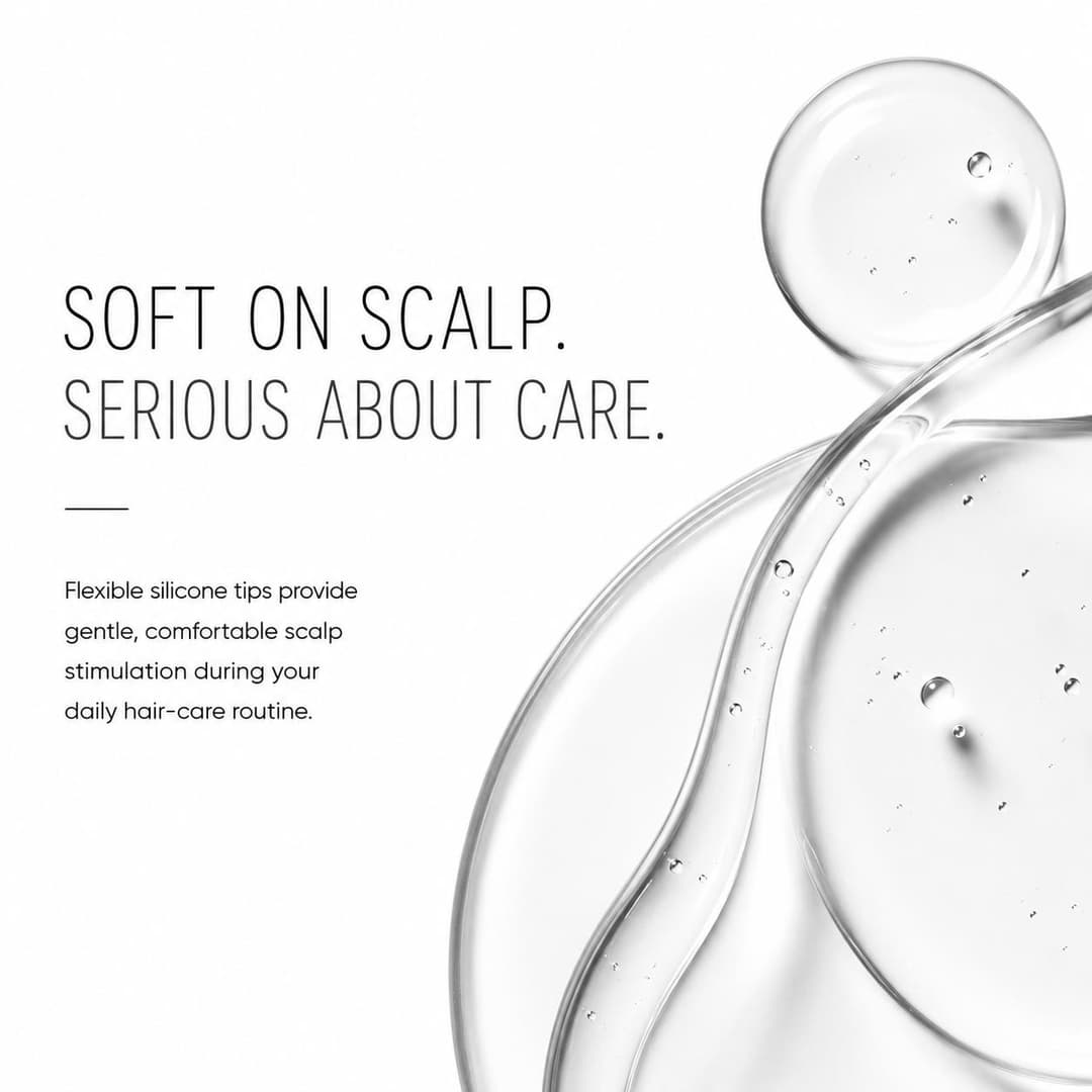 Soft silicone tips of the HR³ MATRIX Scalp Brush
