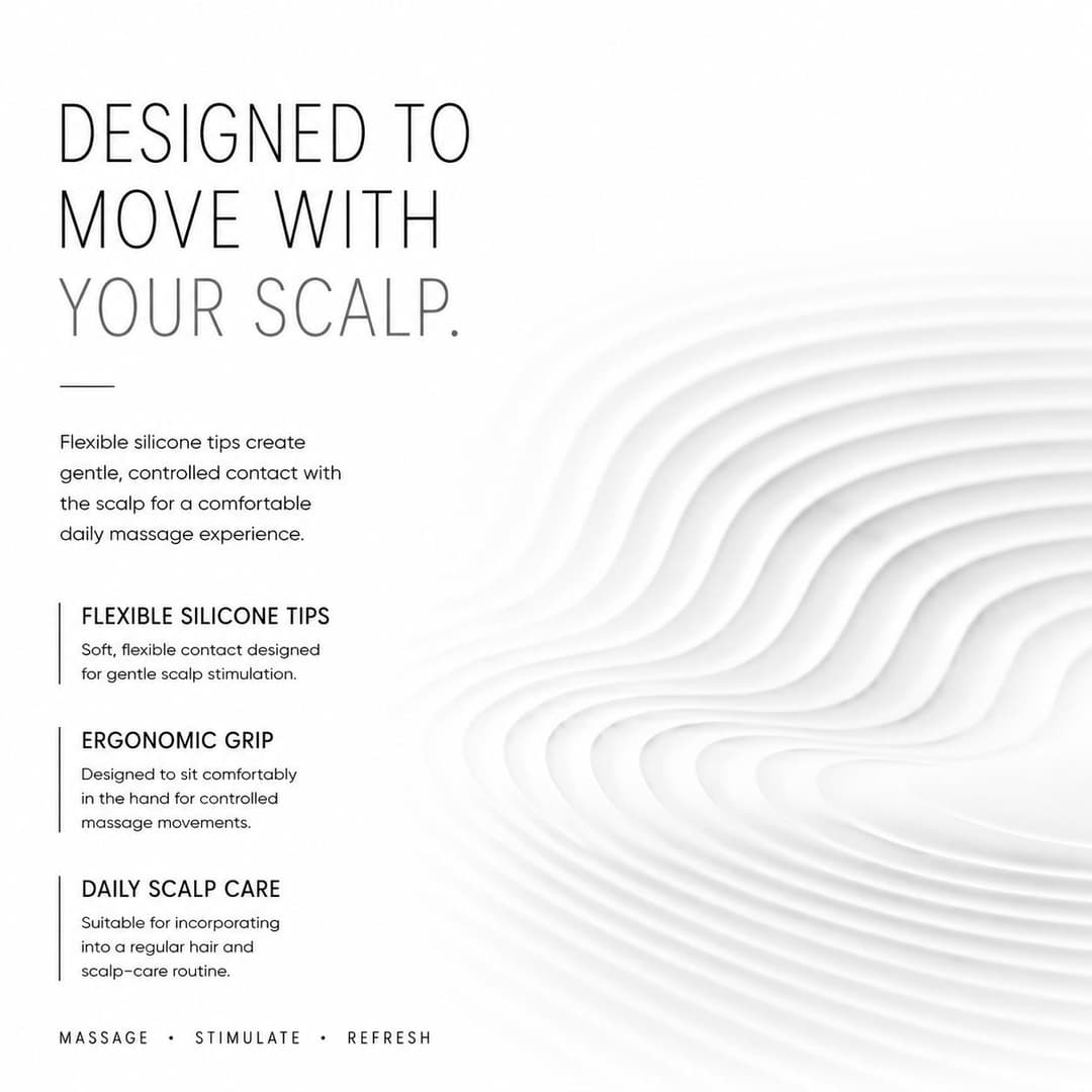 HR³ MATRIX Scalp Brush designed to move with the scalp