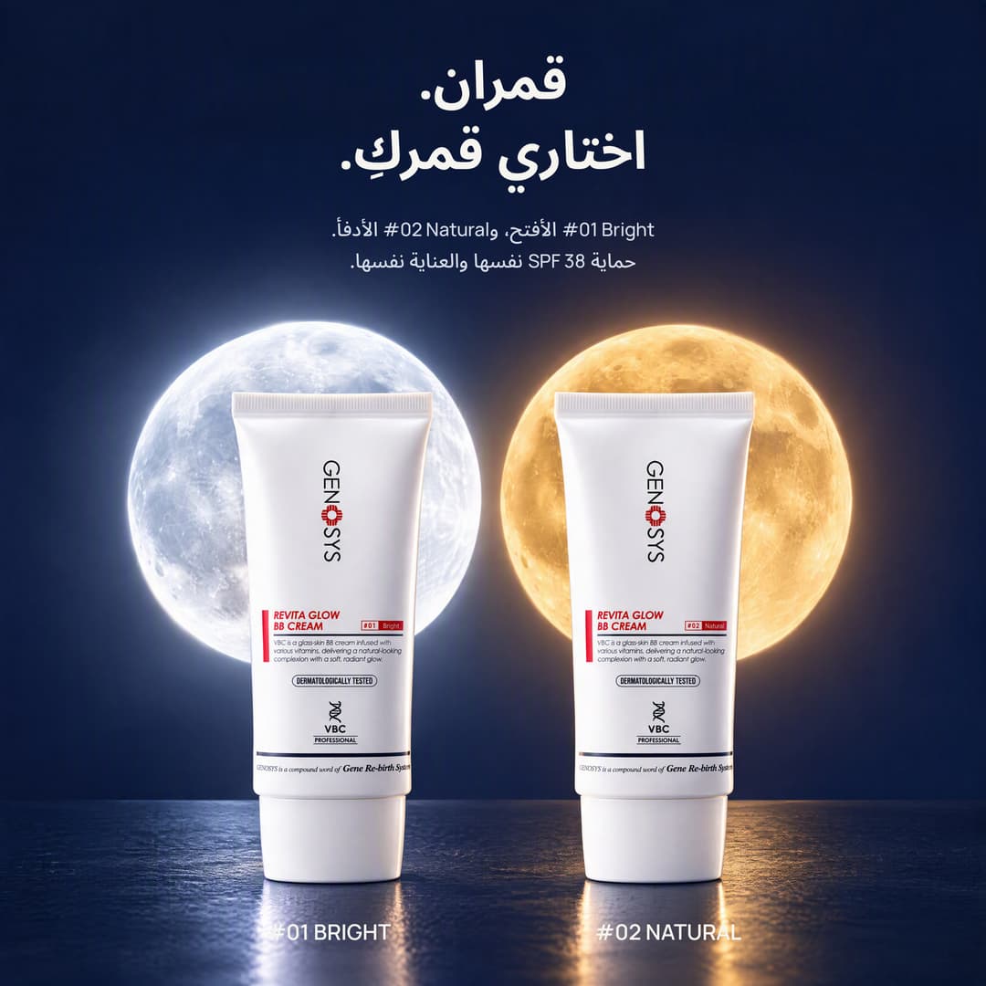أنبوبا Revita Glow تحت قمر أبيض وقمر ذهبي: #01 Bright و#02 Natural