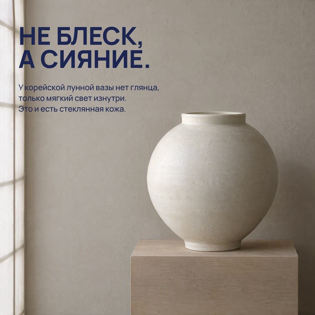Корейская лунная ваза в мягком свете окна: не блестит, а сияет