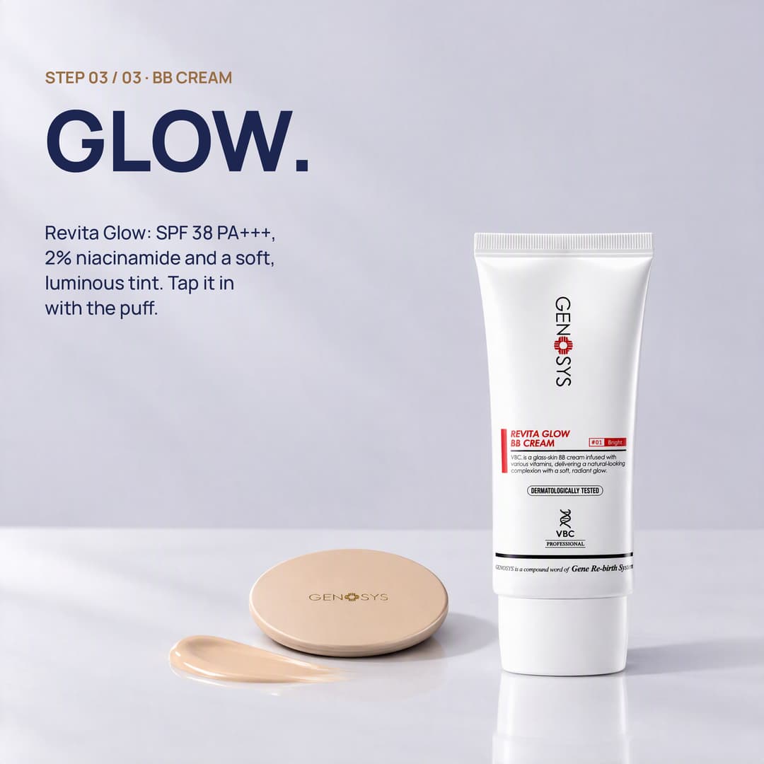 Revita Glow BB cream with its puff: glow