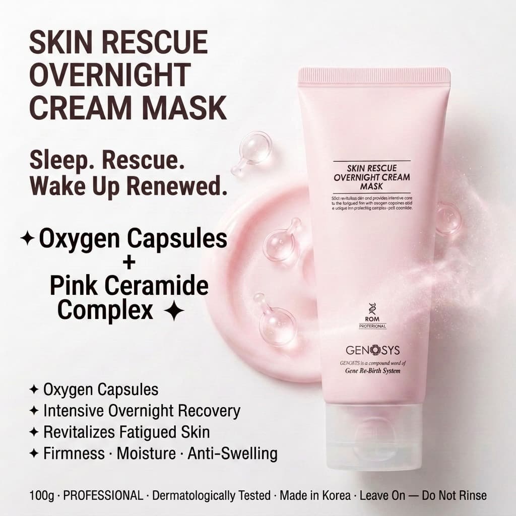 ماسك GENOSYS Skin Rescue الليلي مع كبسولات الأكسجين وPink Ceramide