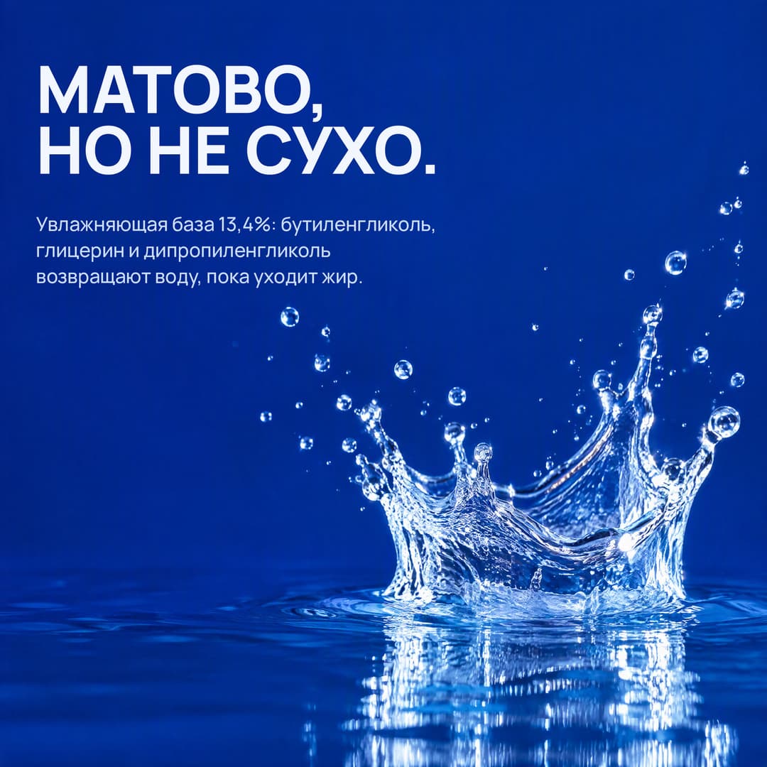 Всплеск воды в форме короны на кобальтовом фоне: матово, но не сухо