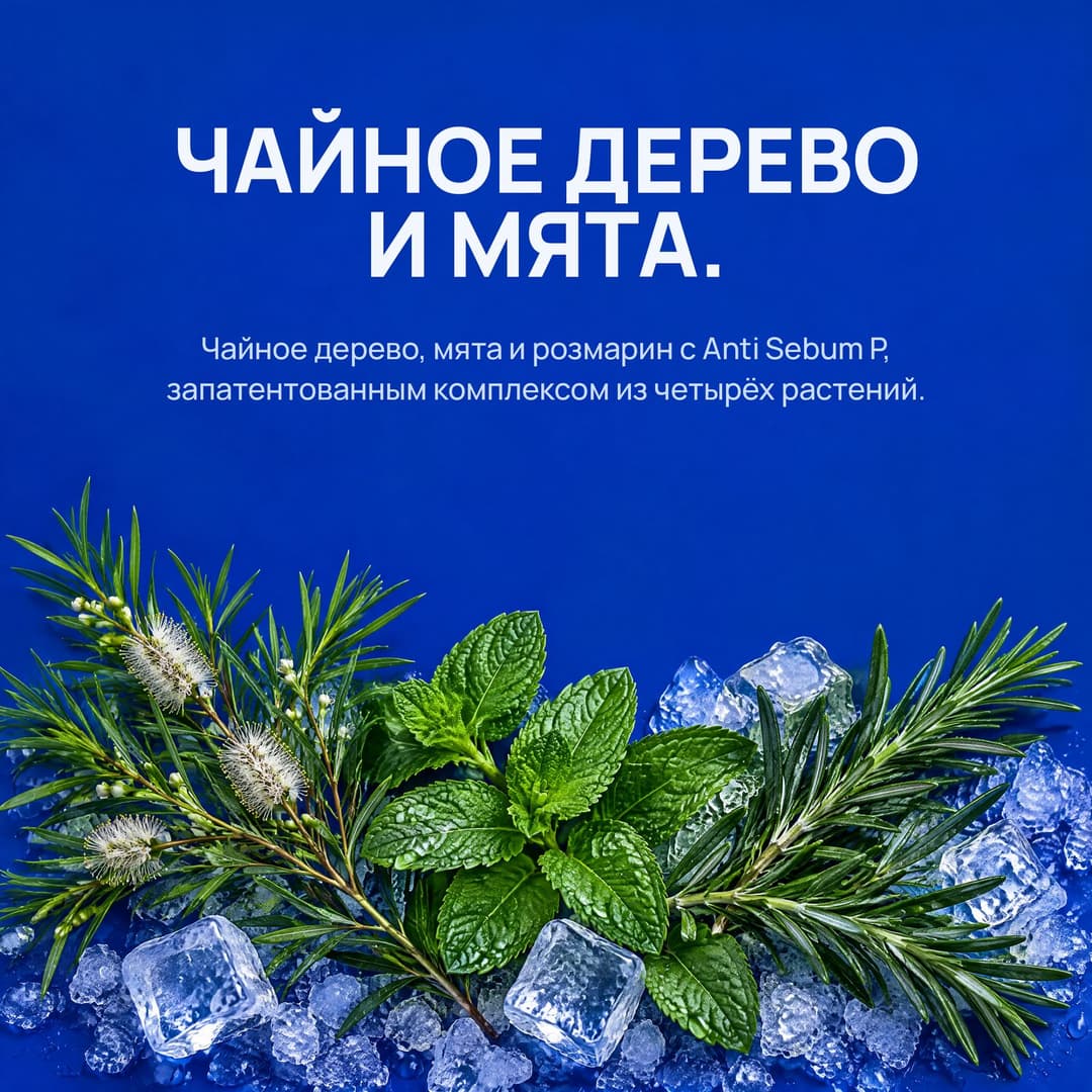 Чайное дерево, мята и розмарин на колотом льду