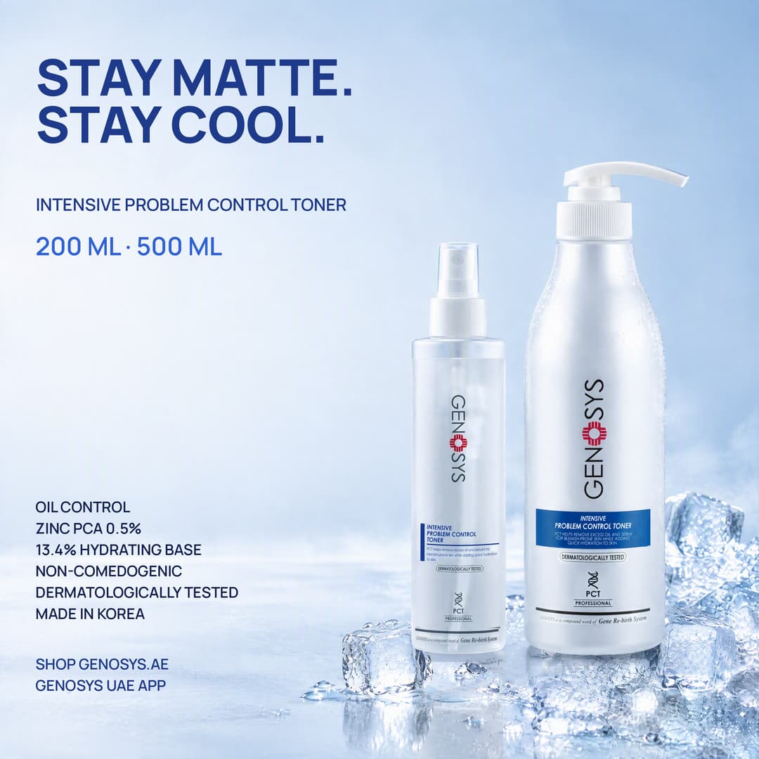 INTENSIVE PROBLEM CONTROL TONER, 200 ml mist and 500 ml pump, on frosted white with ice