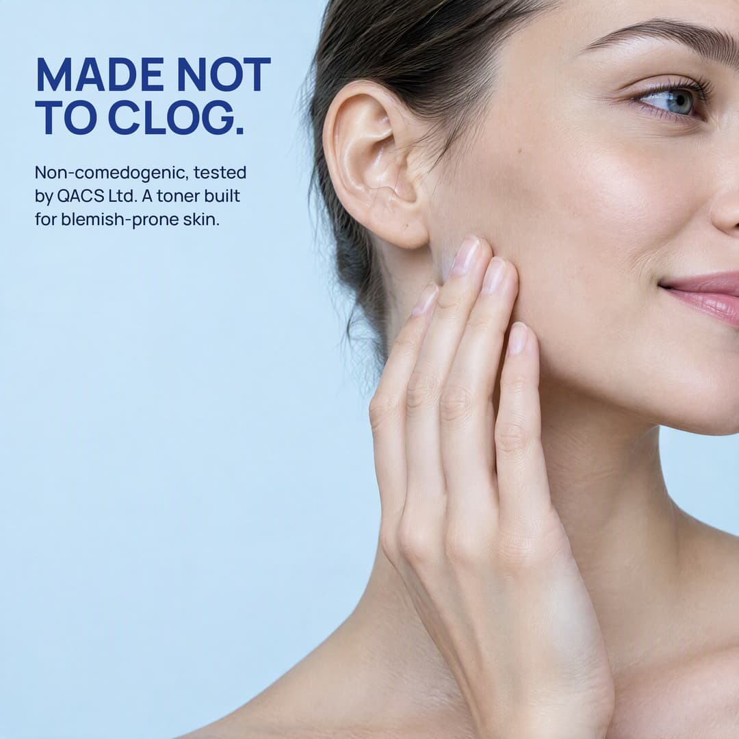 Fingertips on a clear, matte cheek: made not to clog