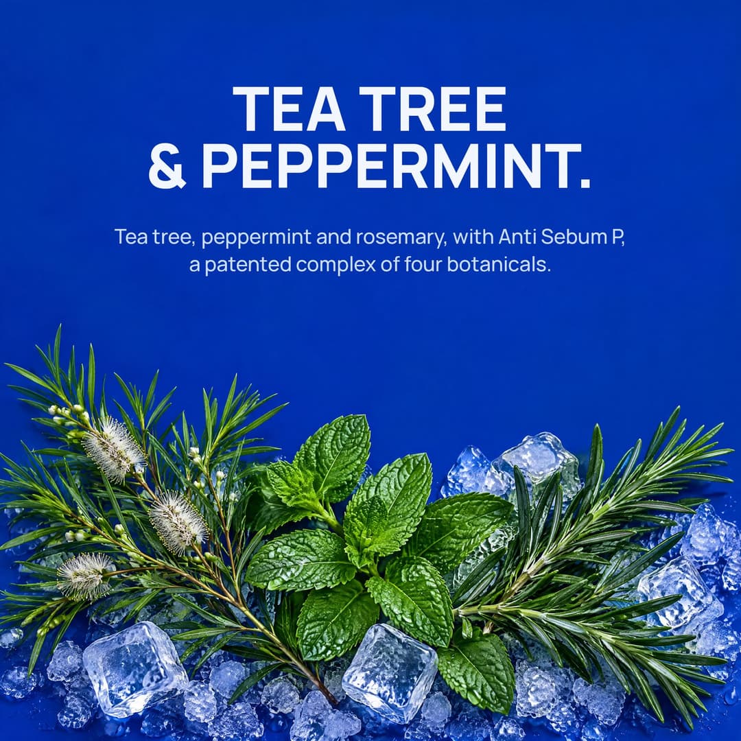 Tea tree, peppermint and rosemary on crushed ice