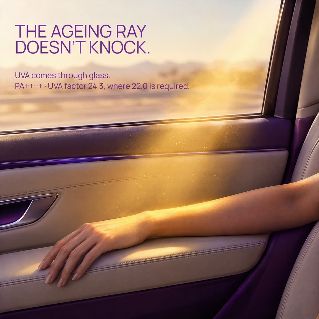 Sunlight through a car window onto a forearm: UVA comes through glass