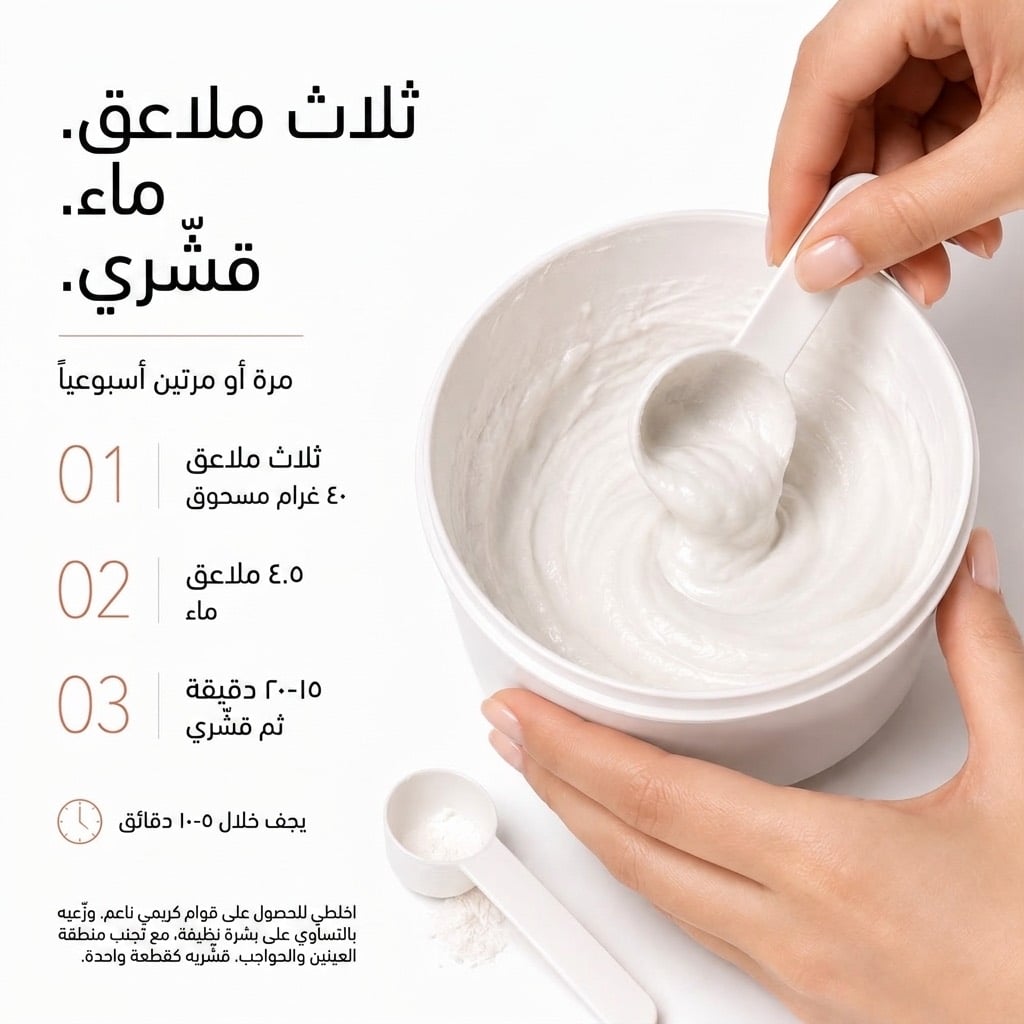 ثلاث مغارف. ماء. انزعي.