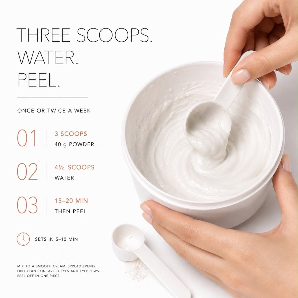 Three scoops. Water. Peel.