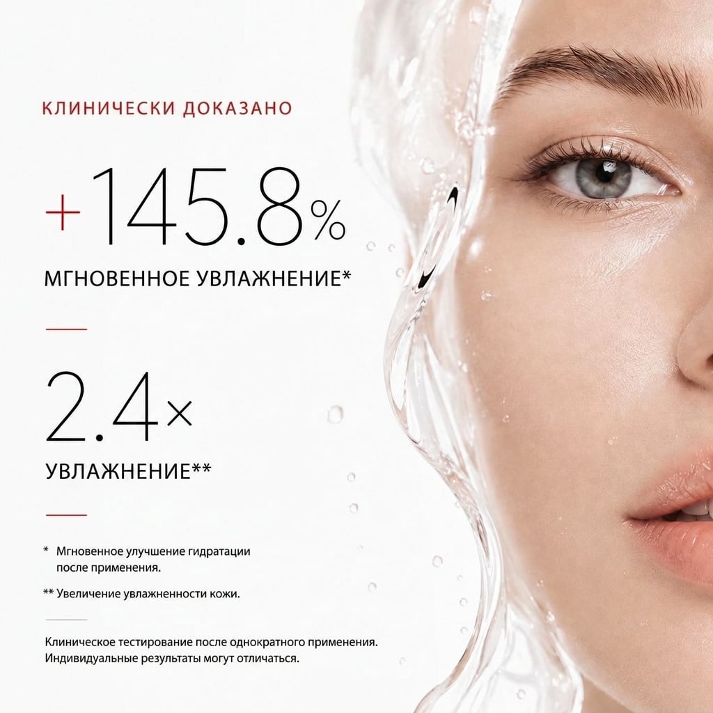 CERABARRIER BIOME GEL CLEANSER - clinical proof: +145.8% immediate hydration and a 2.4x increase in skin hydration