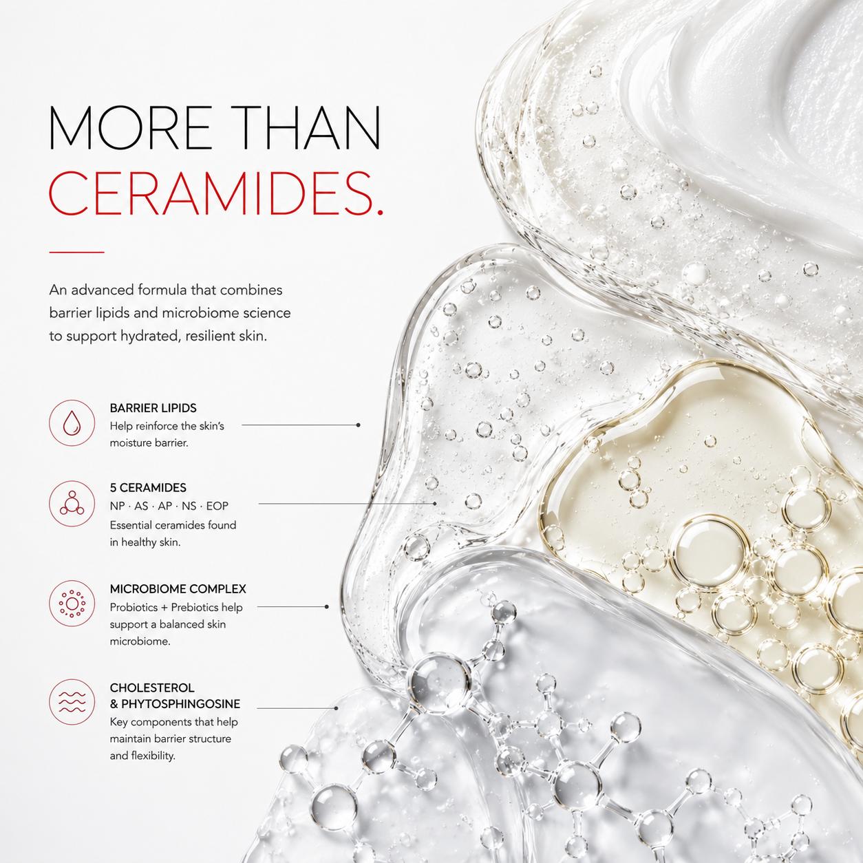 More than ceramides - barrier lipids, five ceramides, the microbiome complex, and cholesterol with phytosphingosine
