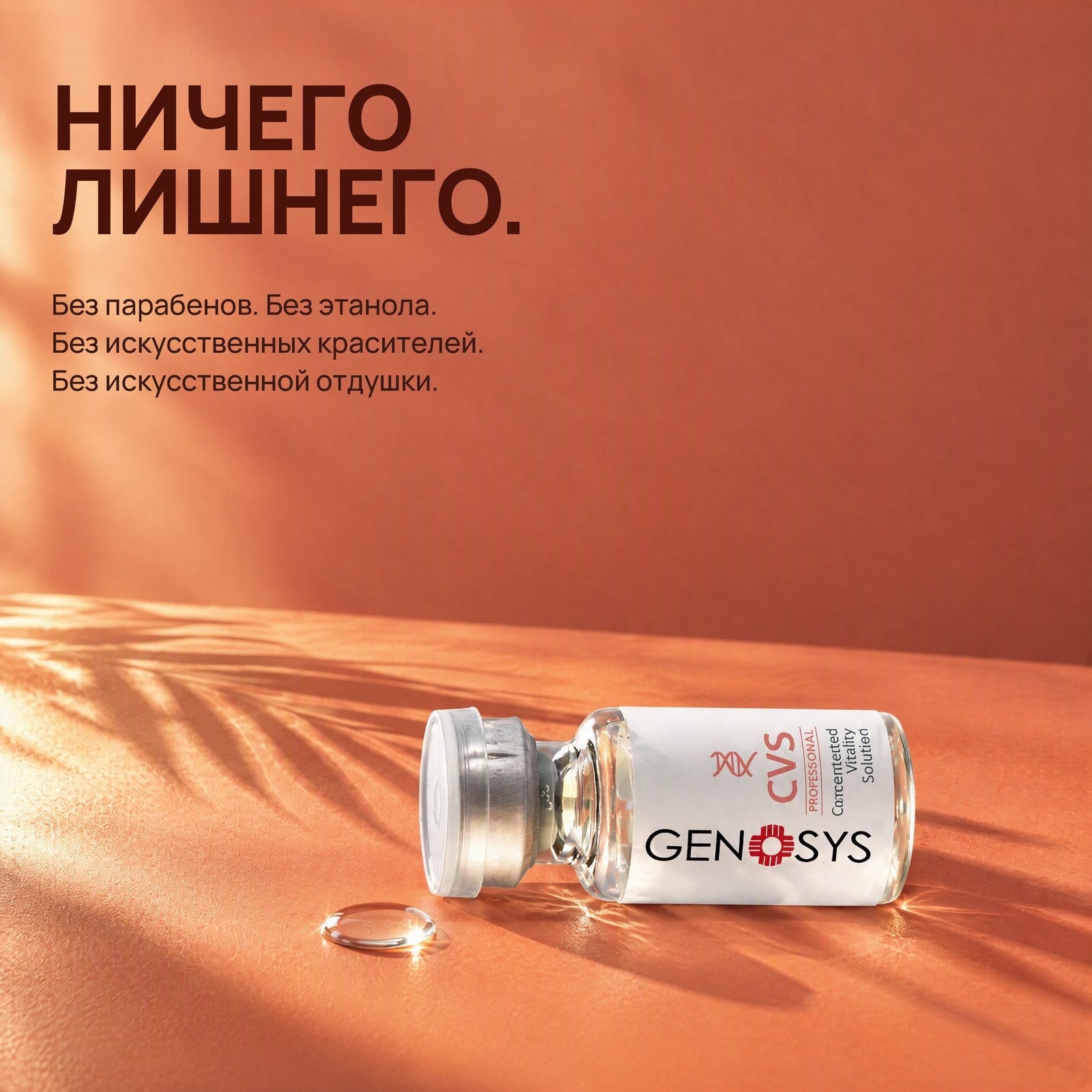 Ничего лишнего: флакон POWER SOLUTION CVS в тёплом солнечном свете, кампания