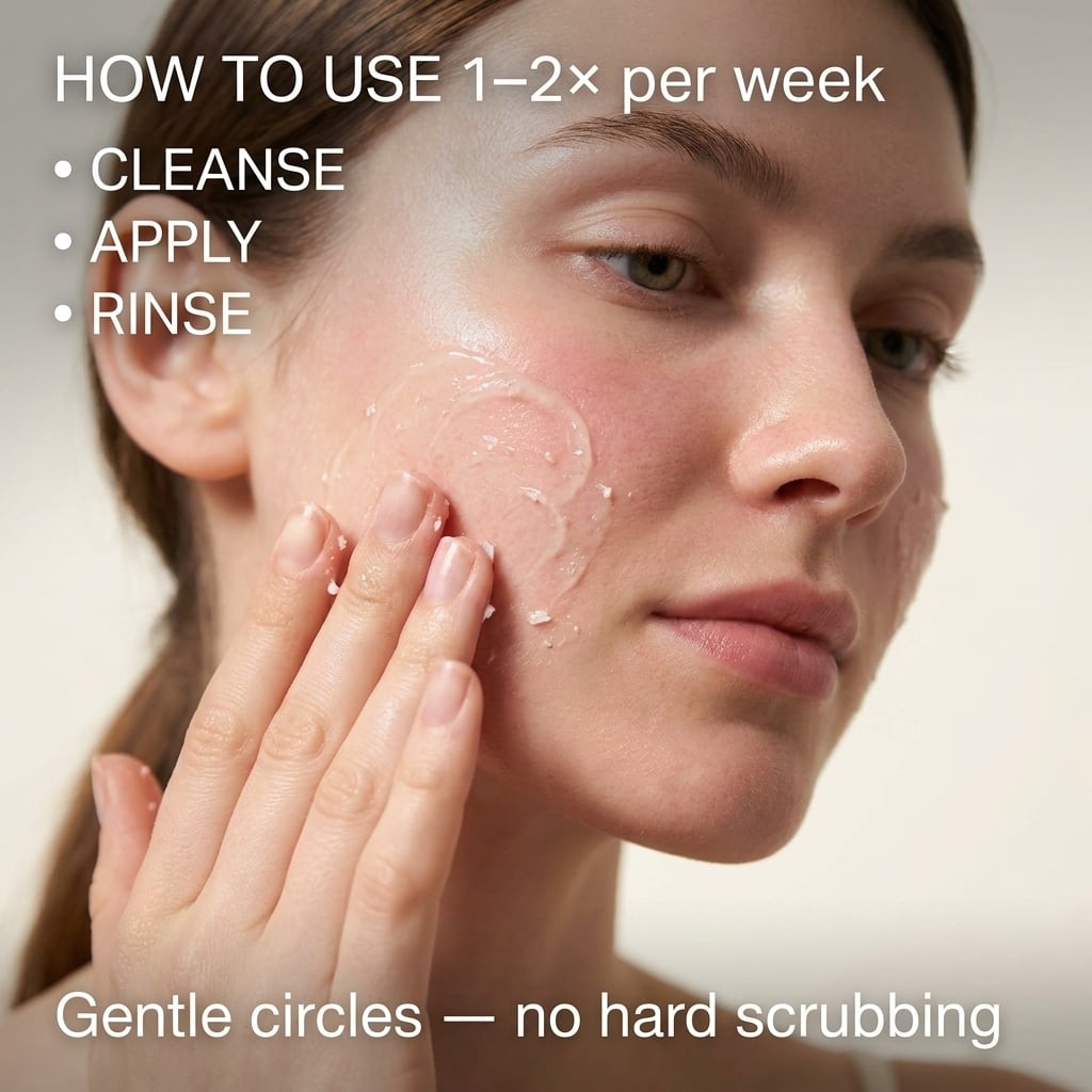 Dry skin. One minute. Rinse.