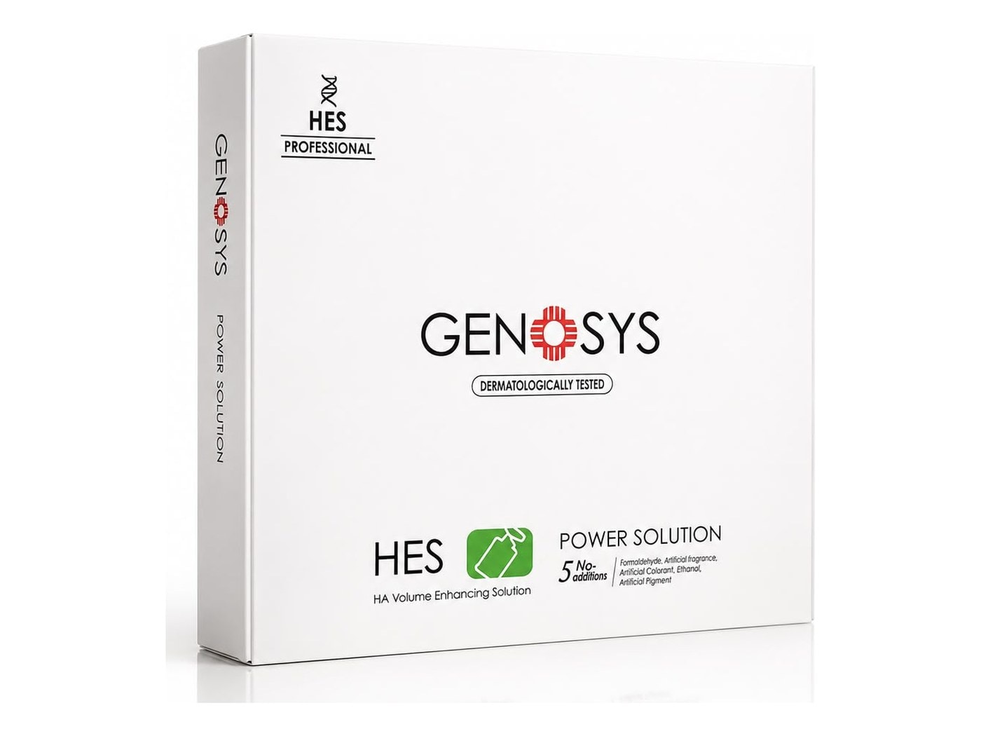 علبة GENOSYS POWER SOLUTION HES، ويظهر عليها شعار الخمسة بلا إضافات