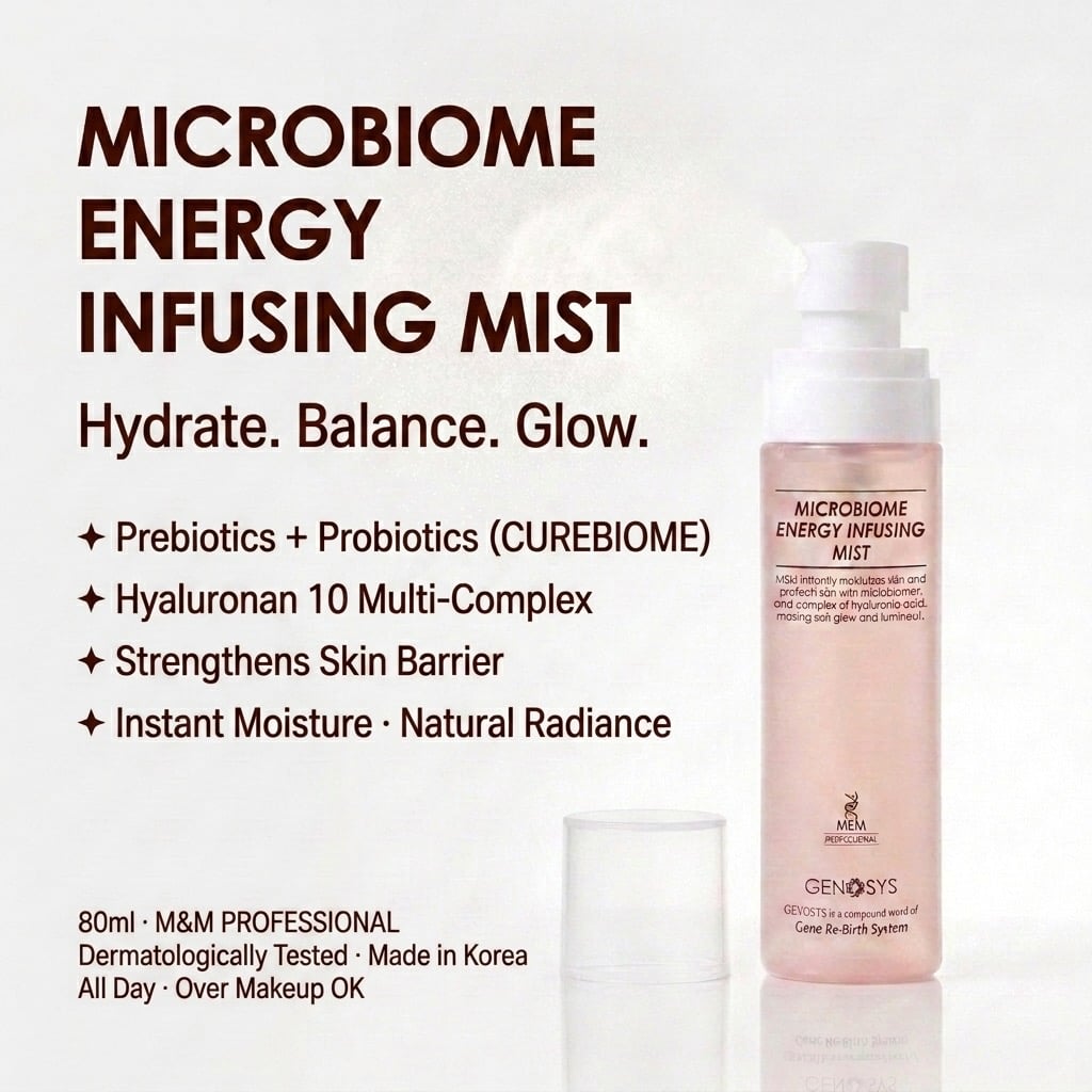 GENOSYS Microbiome Energy Infusing Mist, 80 ml bottle and box