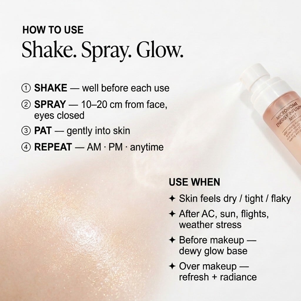 Shake. Spray. Through the day.