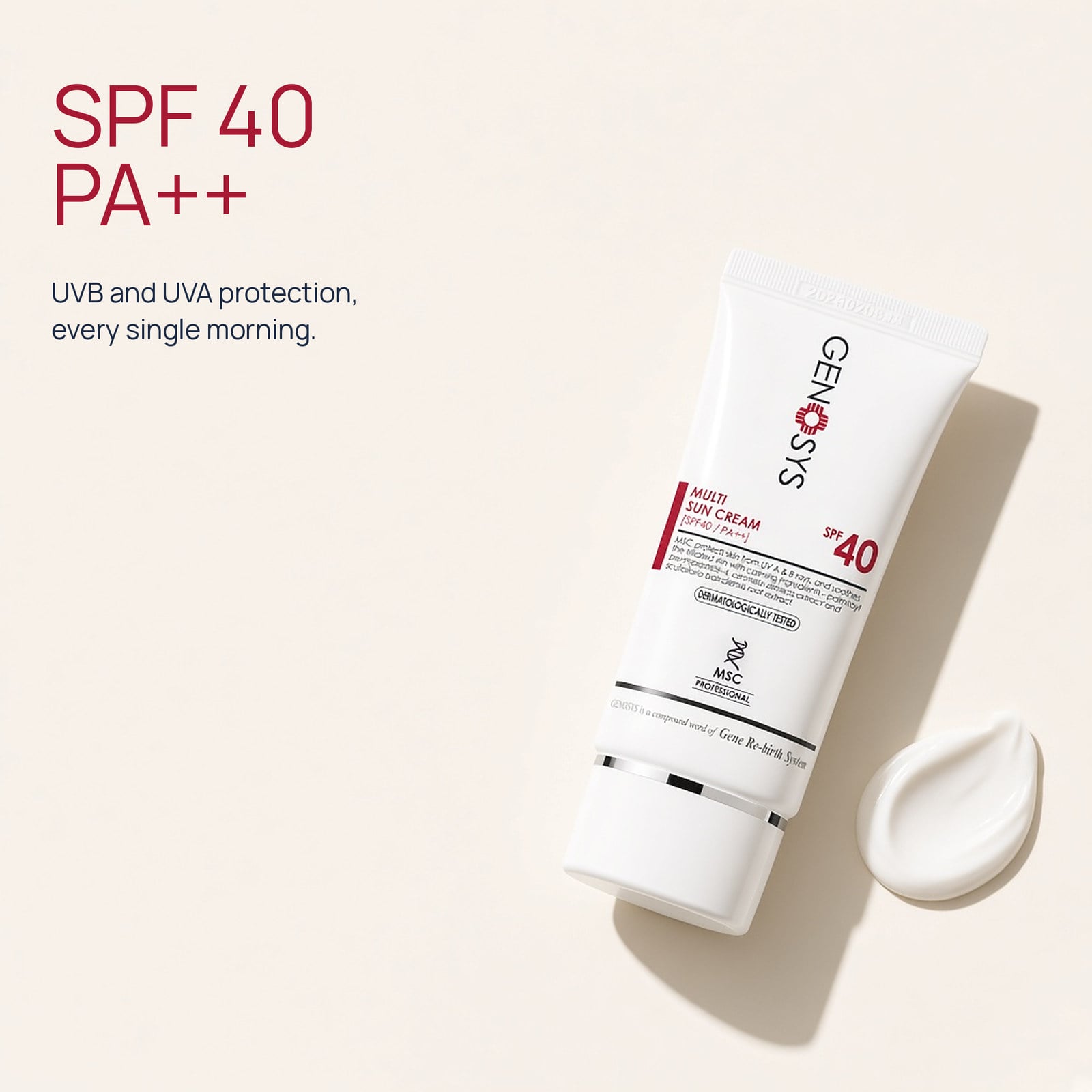 SPF 40 for UVB. PA++ for UVA.