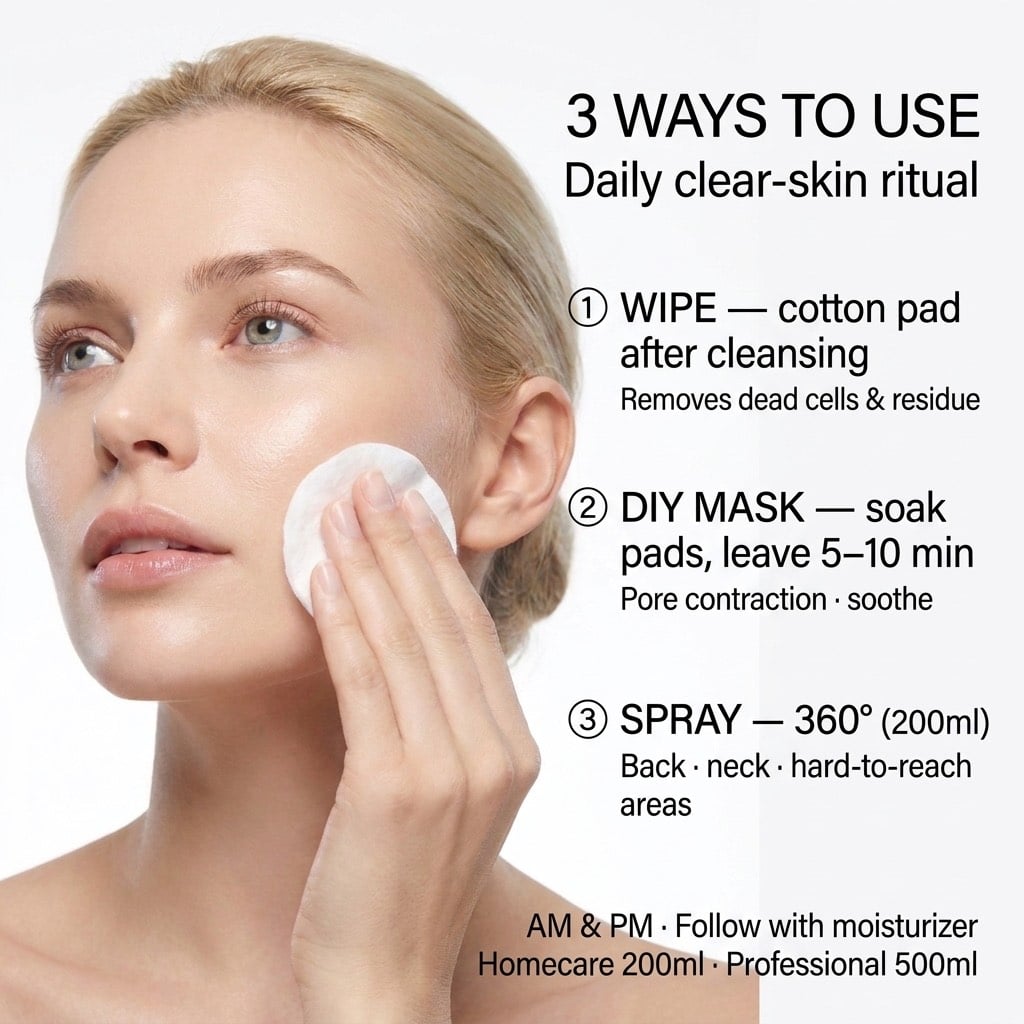 Apply, or spray. Morning and evening.