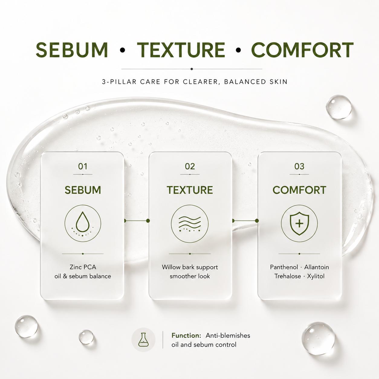 Sebum. Texture. Comfort.