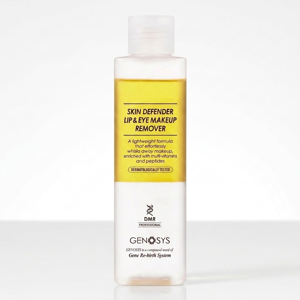 GENOSYS SKIN DEFENDER LIP & EYE MAKEUP REMOVER, 200 ml biphasic bottle